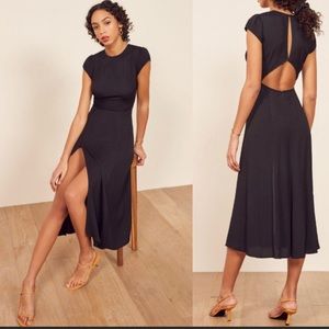 Reformation Black Gavin Midi Dress